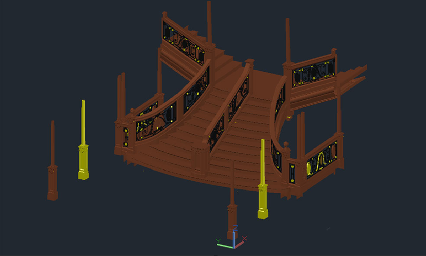 دانلود مدل سه‌بعدی راه‌پله داخلی عرشه تایتانیک برای AutoCAD و پروژه‌های طراحی